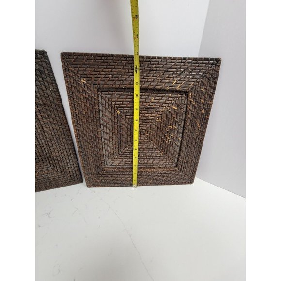 2 Woven Wicker Rattan 13" Square Charger Plates Boho Bohemian - Picture 13 of 14